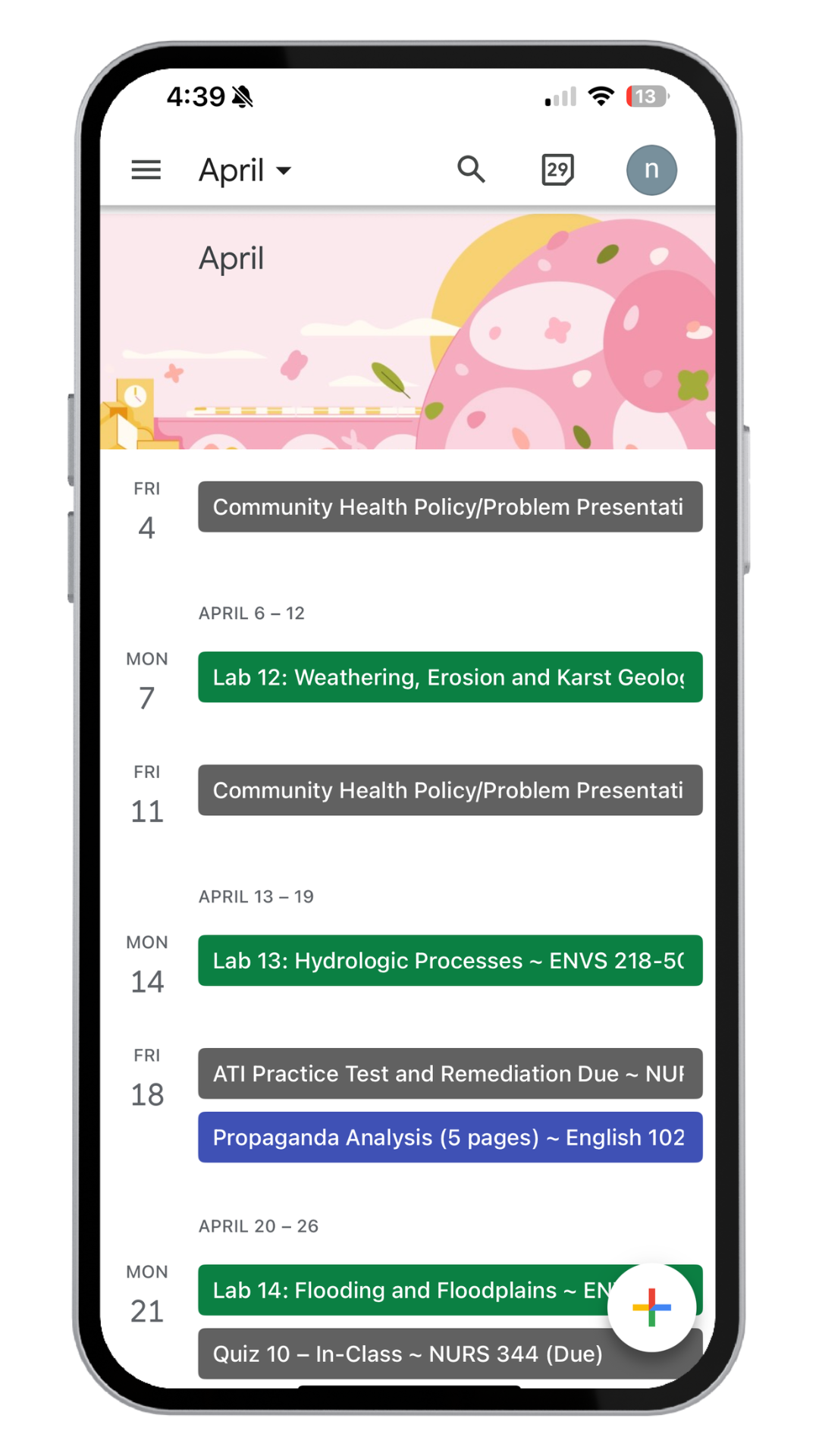 iPhone showing daily to-do lists