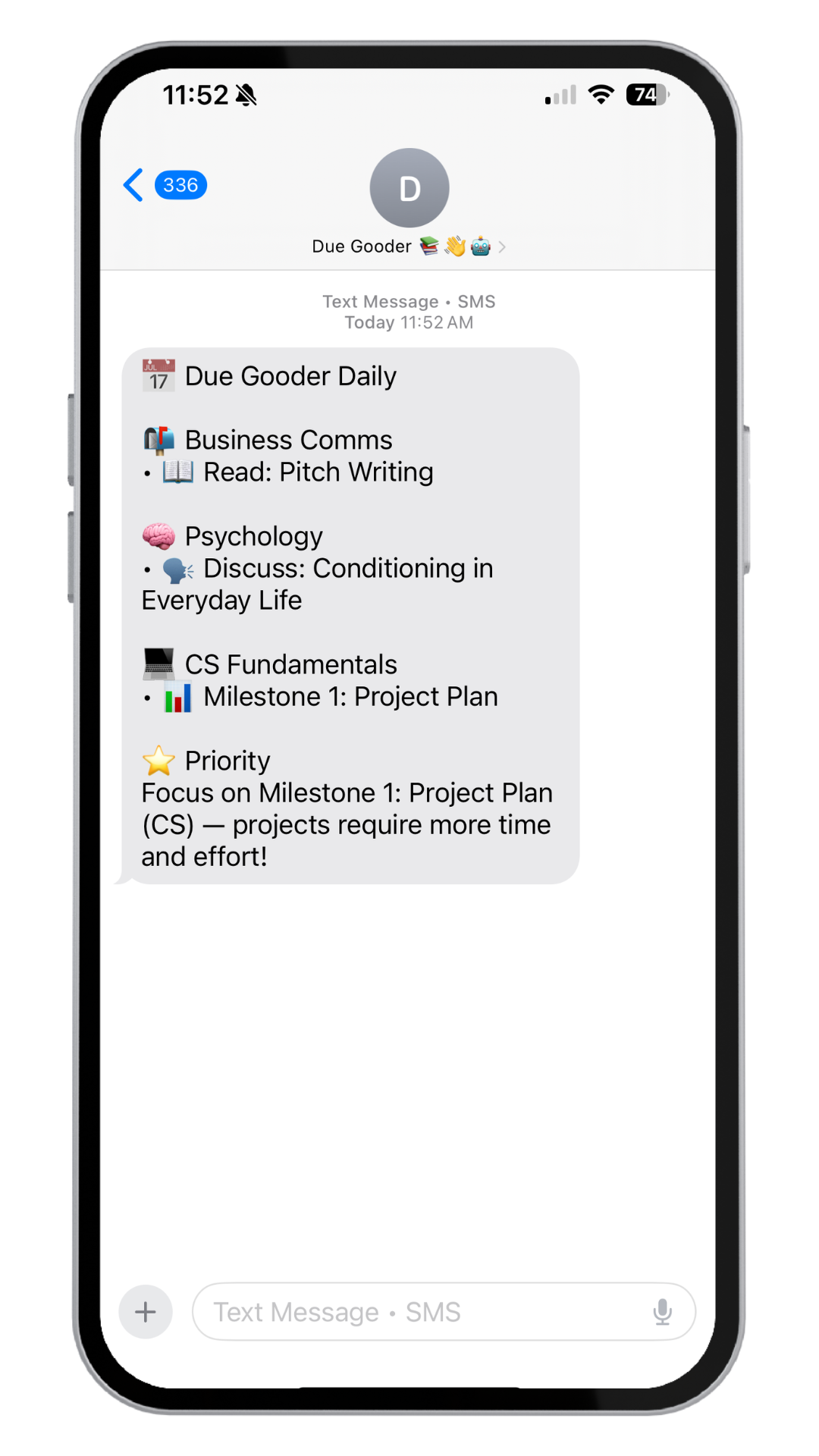 iPhone showing daily to-do lists